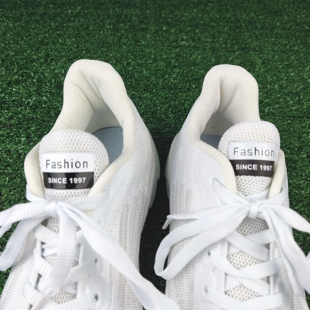 Fashion‎ Sneakers Mens 41 White Knit Running Shoes Athletic Walking Low Top